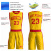 Custom Gold Red Round Neck Suit Basketball Jersey