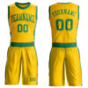 Custom Gold Kelly Green Round Neck Suit Basketball Jersey