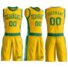 Custom Gold Kelly Green Round Neck Suit Basketball Jersey