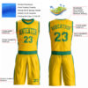 Custom Gold Kelly Green Round Neck Suit Basketball Jersey