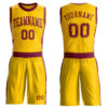 Custom Gold Maroon Round Neck Suit Basketball Jersey