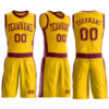 Custom Gold Maroon Round Neck Suit Basketball Jersey