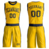 Custom Gold Navy Round Neck Suit Basketball Jersey