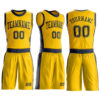 Custom Gold Navy Round Neck Suit Basketball Jersey