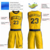 Custom Gold Navy Round Neck Suit Basketball Jersey