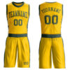 Custom Gold Green Round Neck Suit Basketball Jersey