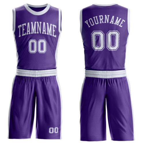 Custom Purple White Round Neck Suit Basketball Jersey