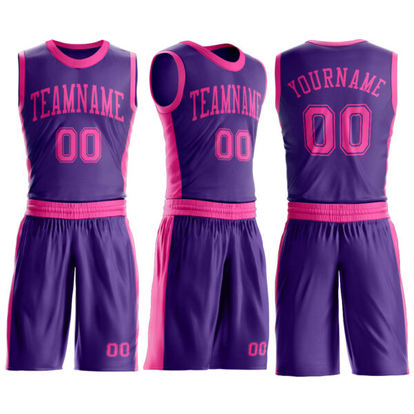 Custom Purple Pink Round Neck Suit Basketball Jersey