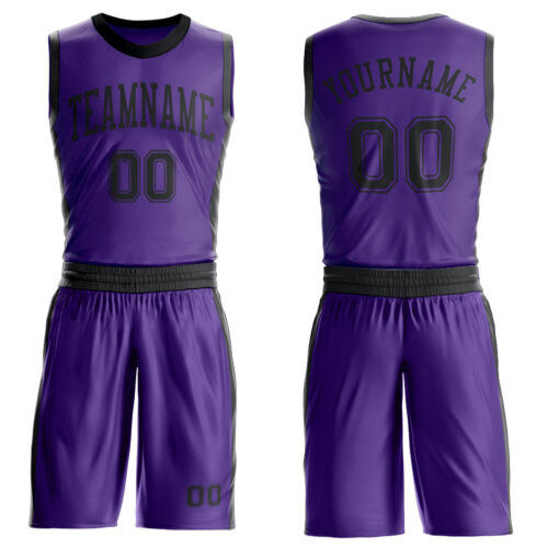 Custom Purple Black Round Neck Suit Basketball Jersey