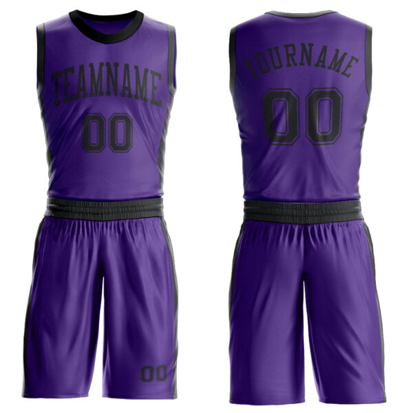 Custom Purple Black Round Neck Suit Basketball Jersey