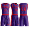 Custom Purple Red Round Neck Suit Basketball Jersey