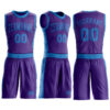 Custom Purple Blue Round Neck Suit Basketball Jersey