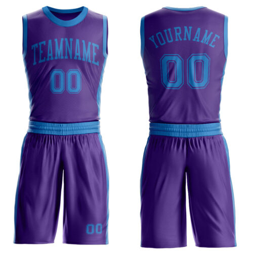 Custom Purple Blue Round Neck Suit Basketball Jersey