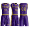 Custom Purple Old Gold Round Neck Suit Basketball Jersey