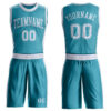 Custom Teal White Round Neck Suit Basketball Jersey
