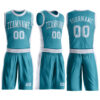 Custom Teal White Round Neck Suit Basketball Jersey