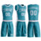 Custom Teal White Round Neck Suit Basketball Jersey