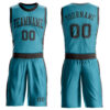 Custom Teal Brown Round Neck Suit Basketball Jersey