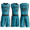 Custom Teal Brown Round Neck Suit Basketball Jersey