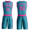 Custom Teal Pink Round Neck Suit Basketball Jersey