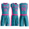 Custom Teal Pink Round Neck Suit Basketball Jersey