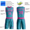 Custom Teal Pink Round Neck Suit Basketball Jersey