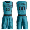 Custom Teal Black Round Neck Suit Basketball Jersey