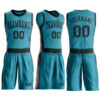 Custom Teal Black Round Neck Suit Basketball Jersey