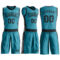 Custom Teal Black Round Neck Suit Basketball Jersey