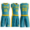 Custom Teal Gold Round Neck Suit Basketball Jersey