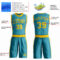 Custom Teal Gold Round Neck Suit Basketball Jersey