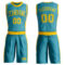 Custom Teal Gold Round Neck Suit Basketball Jersey