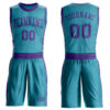 Custom Teal Purple Round Neck Suit Basketball Jersey