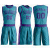 Custom Teal Purple Round Neck Suit Basketball Jersey