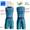 Custom Teal Purple Round Neck Suit Basketball Jersey