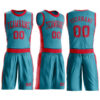 Custom Teal Red Round Neck Suit Basketball Jersey