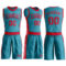 Custom Teal Red Round Neck Suit Basketball Jersey