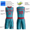 Custom Teal Red Round Neck Suit Basketball Jersey