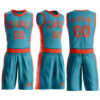 Custom Teal Orange Round Neck Suit Basketball Jersey