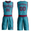 Custom Teal Maroon Round Neck Suit Basketball Jersey