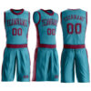 Custom Teal Maroon Round Neck Suit Basketball Jersey