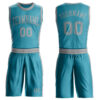 Custom Teal Gray Round Neck Suit Basketball Jersey
