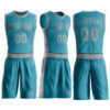 Custom Teal Gray Round Neck Suit Basketball Jersey