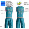 Custom Teal Gray Round Neck Suit Basketball Jersey