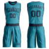 Custom Teal Navy Round Neck Suit Basketball Jersey