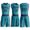 Custom Teal Navy Round Neck Suit Basketball Jersey