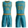 Custom Teal Old Gold Round Neck Suit Basketball Jersey