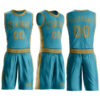 Custom Teal Old Gold Round Neck Suit Basketball Jersey
