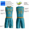 Custom Teal Old Gold Round Neck Suit Basketball Jersey