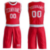 Custom Red White Round Neck Suit Basketball Jersey